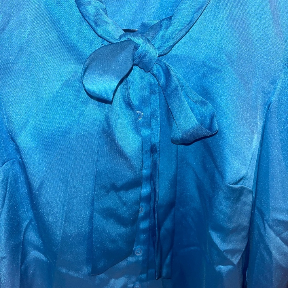 Ann Taylor Satin Blue Blouse - Picture 4 of 7